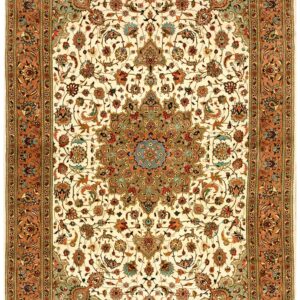 Mid 20th Century Persian Tabriz Carpet 5'11"Ã—9'6" Hand-Knotted Wool with Silk Highlights