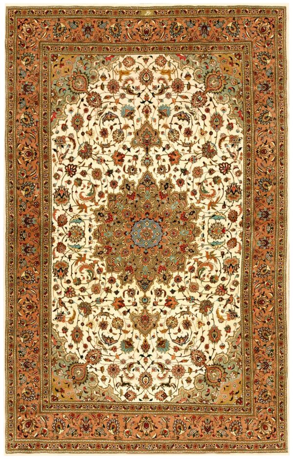 Mid 20th century persian tabriz carpet 5'11"ã—9'6" hand-knotted wool with silk highlights