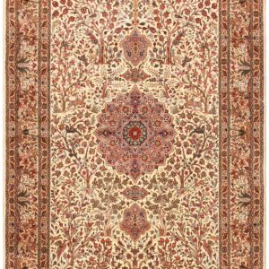 Mid 20th Century Persian Tabriz Carpet 5'9"Ã—9' Ivory Field, Sage Green Border, Circa 1940