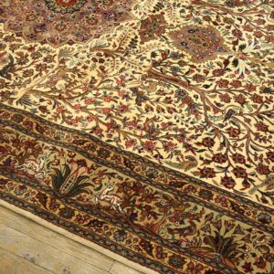 Mid 20th Century Persian Tabriz Carpet 5'9"Ã—9' Ivory Field, Sage Green Border, Circa 1940 - detail view 3