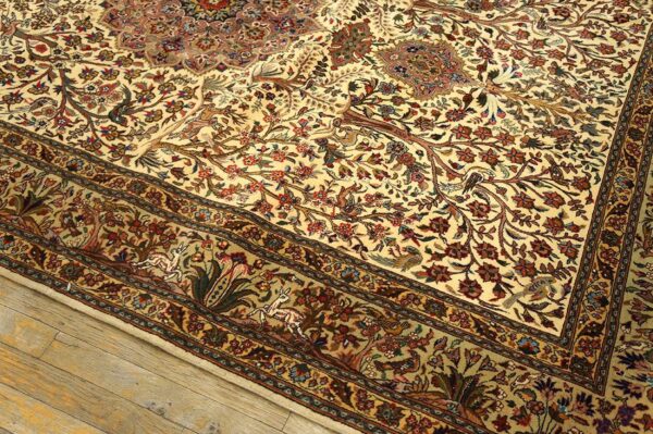 Mid 20th century persian tabriz carpet 5'9"ã—9' ivory field, sage green border, circa 1940 - detail view 3