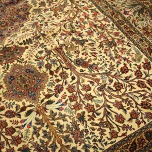 Mid 20th Century Persian Tabriz Carpet 5'9"Ã—9' Ivory Field, Sage Green Border, Circa 1940 - detail view 4