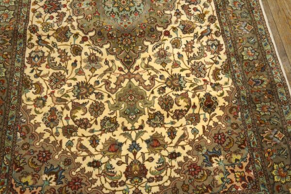 Mid 20th century persian tabriz carpet 4'ã—6'9" ivory field, wool with silk highlights, circa 1940 - detail view 2