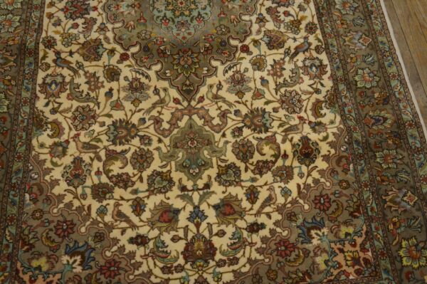 Mid 20th century persian tabriz carpet 4'ã—6'9" ivory field, wool with silk highlights, circa 1940 - detail view 3