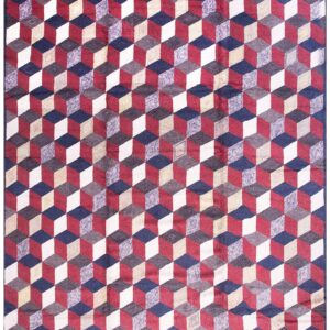 Modern American Hooked Rug, Dynamic Block Pattern Design