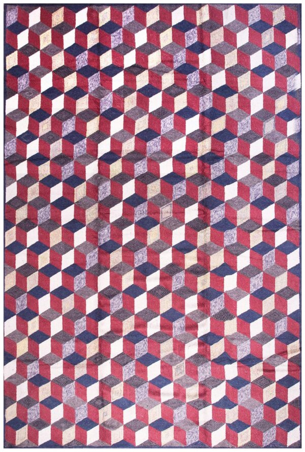 Modern american hooked rug, dynamic block pattern design 1 Modern american hooked rug, dynamic block pattern design