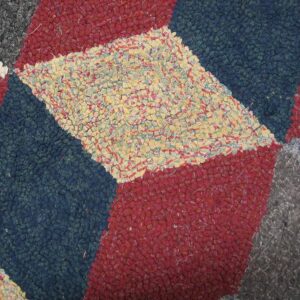 Modern American Hooked Rug, Dynamic Block Pattern Design - detail view 3