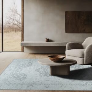 Corner of a textured area rug