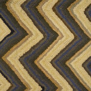 Vintage American Hooked Rug 4'6"×6' Brown Zig Zag, Hand-Woven Wool, 1960s - detail view 4