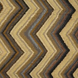 Vintage American Hooked Rug 4'×6' Brown Zig Zag, Wool, 1960s - detail view 4