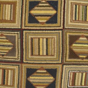 Vintage American Hooked Rug 6'×8'7" Grey Field, Black Border, Mid 20th Century - detail view 3