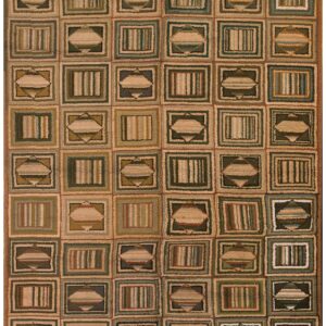 Vintage American Hooked Rug 6'×8'9" Mid 20th Century, Hand-Hooked Wool