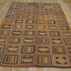 Vintage American Hooked Rug 6'×8'9" Mid 20th Century, Hand-Hooked Wool - detail view 1