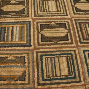 Vintage American Hooked Rug 6'×8'9" Mid 20th Century, Hand-Hooked Wool - detail view 3