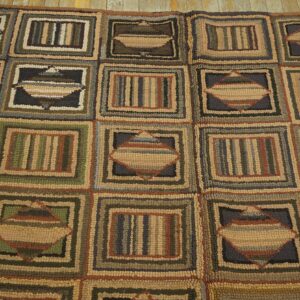 Vintage American Hooked Rug 6'×8'9" Mid 20th Century, Hand-Hooked Wool - detail view 5