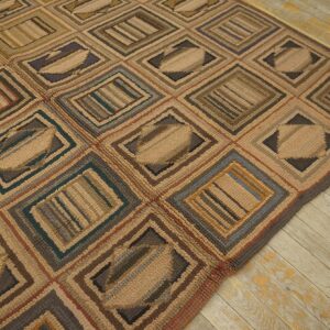 Vintage American Hooked Rug 6'×8'9" Mid 20th Century, Hand-Hooked Wool - detail view 6