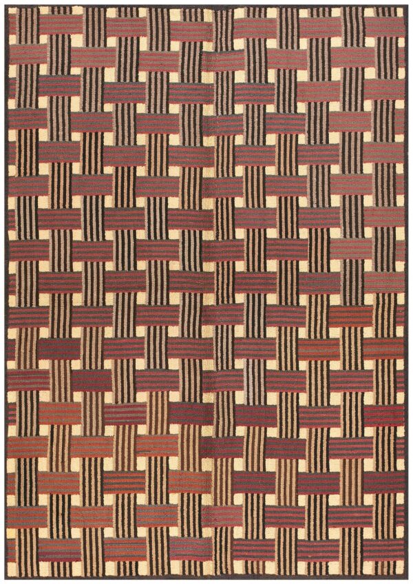 Vintage american hooked rug 6'2"×8'8" mid 20th century, hand-hooked wool 1 Vintage american hooked rug 6'2"×8'8" mid 20th century, hand-hooked wool