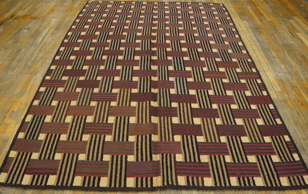 Vintage american hooked rug 6'2"×8'8" mid 20th century, hand-hooked wool 2 Vintage american hooked rug 6'2"×8'8" mid 20th century, hand-hooked wool - detail view 1