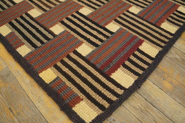 Vintage american hooked rug 6'2"×8'8" mid 20th century, hand-hooked wool 3 Vintage american hooked rug 6'2"×8'8" mid 20th century, hand-hooked wool - detail view 2