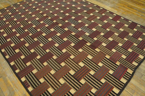 Vintage american hooked rug 6'2"×8'8" mid 20th century, hand-hooked wool 4 Vintage american hooked rug 6'2"×8'8" mid 20th century, hand-hooked wool - detail view 3
