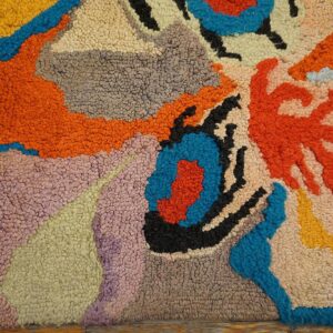 Vintage American Hooked Rug 4'Ã—4'7" Multi Abstract Art Modern Pattern, 1970s - detail view 6