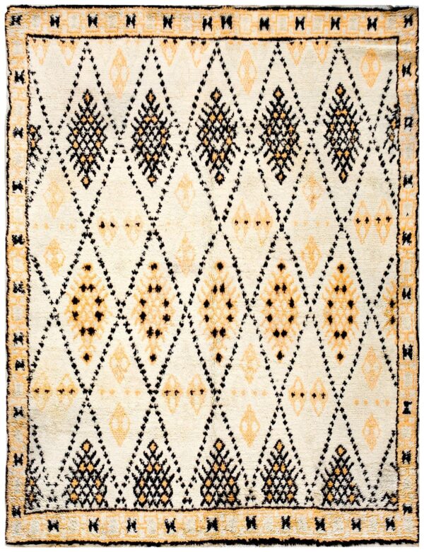 Vintage north african moroccan rug 5'3"×6'9" ivory diamond, hand-woven, 1950s 1 Vintage north african moroccan rug 5'3"×6'9" ivory diamond, hand-woven, 1950s