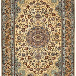 Vintage Persian Isfahan Rug 5'Ã—8' by Sarraf Mamoury, Ivory Traditional Design, 1940s