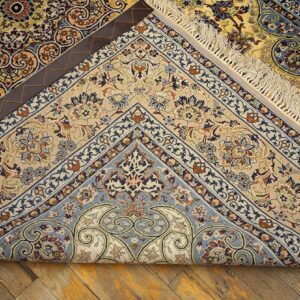 Vintage Persian Isfahan Rug 5'Ã—8' by Sarraf Mamoury, Ivory Traditional Design, 1940s - detail view 6