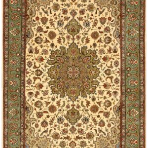 Vintage Persian Tabriz Rug, Floral Motifs and Classic Medallion Design