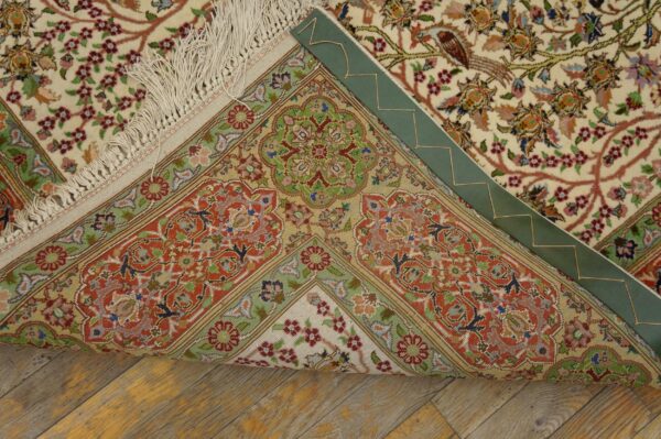 Vintage persian tabriz rug, ivory field with medallion, silk-highlighted detail 6 Vintage persian tabriz rug, ivory field with medallion, silk-highlighted detail - detail view 5