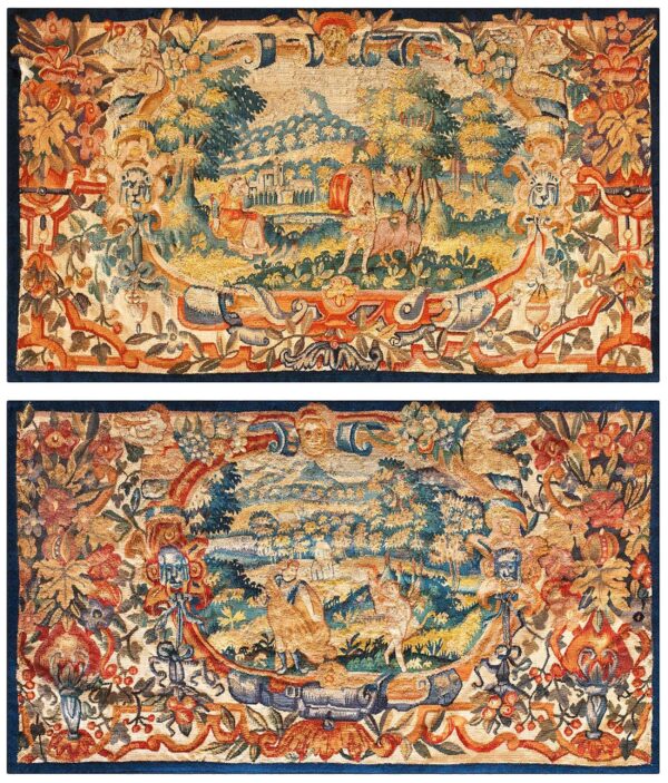 17th century pair of flemish tapestry in baroque style 1 17th century pair of flemish tapestry in baroque style