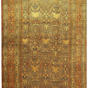 1820s Antique Blue Navy Cypress Tree Knotted Wool Mashad Gallery Khorasan Rug