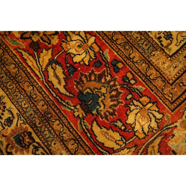 1820s antique blue navy cypress tree knotted wool mashad gallery khorasan rug - detail view 4