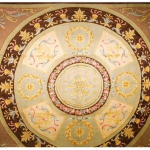 1820s Green Large-Scale Floral Woven Formal Neoclassical French Savonnerie Rug
