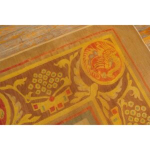 1840s Antique Gold European Aubusson Flatweave Wool Square Rug - detail view 3