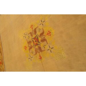 1840s Antique Gold European Aubusson Flatweave Wool Square Rug - detail view 7