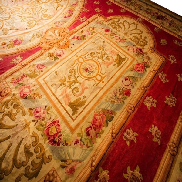 1840s antique oversized flatweave red ground classical french aubusson wool rug 6 1840s antique oversized flatweave red ground classical french aubusson wool rug - detail view 5