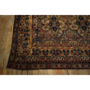 1840s Beige Ground Geometric Floral Antique Kerman Handknotted Silk Carpet Rug - detail view 4