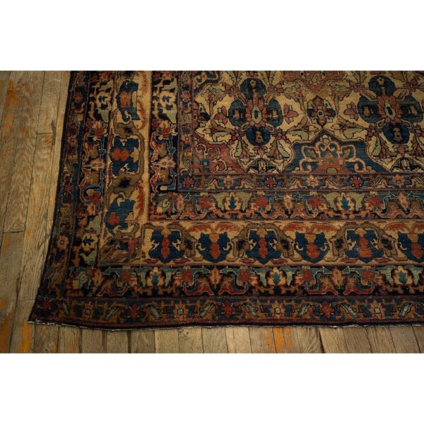 1840s beige ground geometric floral antique kerman handknotted silk carpet rug - detail view 4