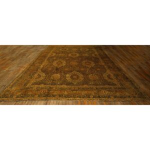 1840s Royal Blue Painterly Floral Motifs Antique Knotted Silk Kirman Carpet Rug - detail view 1