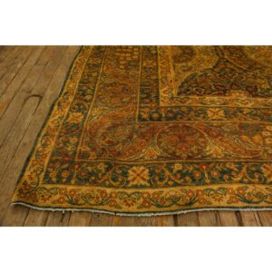 1840s Royal Blue Painterly Floral Motifs Antique Knotted Silk Kirman Carpet Rug - detail view 2