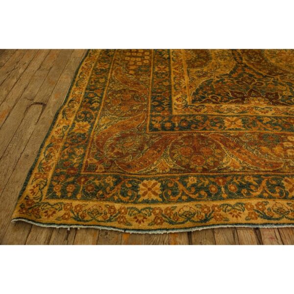 1840s royal blue painterly floral motifs antique knotted silk kirman carpet rug 3 1840s royal blue painterly floral motifs antique knotted silk kirman carpet rug - detail view 2