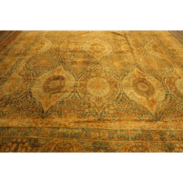 1840s royal blue painterly floral motifs antique knotted silk kirman carpet rug 5 1840s royal blue painterly floral motifs antique knotted silk kirman carpet rug - detail view 4