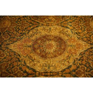 1840s Royal Blue Painterly Floral Motifs Antique Knotted Silk Kirman Carpet Rug - detail view 5