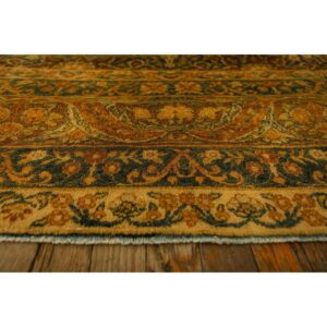 1840s Royal Blue Painterly Floral Motifs Antique Knotted Silk Kirman Carpet Rug - detail view 6