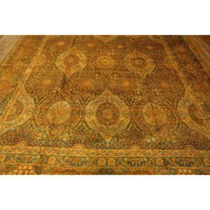 1840s Royal Blue Painterly Floral Motifs Antique Knotted Silk Kirman Carpet Rug - detail view 7