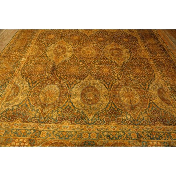 1840s royal blue painterly floral motifs antique knotted silk kirman carpet rug 8 1840s royal blue painterly floral motifs antique knotted silk kirman carpet rug - detail view 7