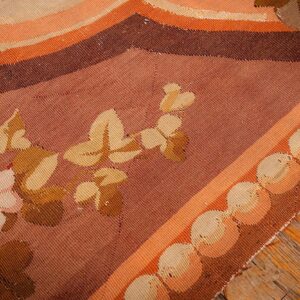 1850s Antique Beige Floral Medallion French Neoclassical European Aubusson rug - detail view 2