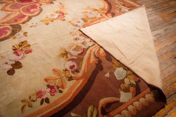 1850s antique beige floral medallion french neoclassical european aubusson rug 6 1850s antique beige floral medallion french neoclassical european aubusson rug - detail view 5