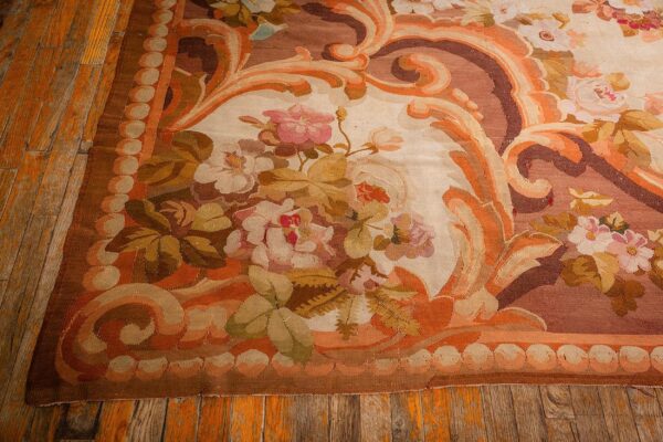 1850s antique beige floral medallion french neoclassical european aubusson rug 8 1850s antique beige floral medallion french neoclassical european aubusson rug - detail view 7